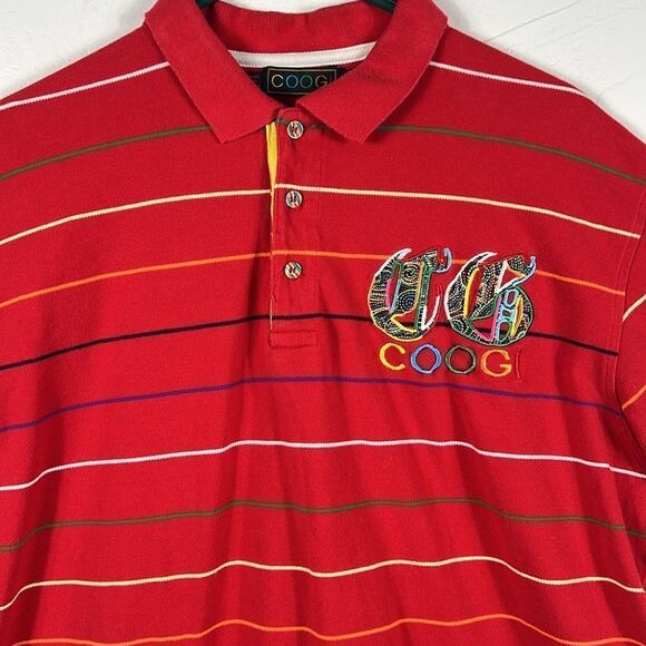 🔥🔥 Vintage Y2K COOGI Embroidered Red Polo Shirt Men Sz 4XL (fits like 2XL) - E